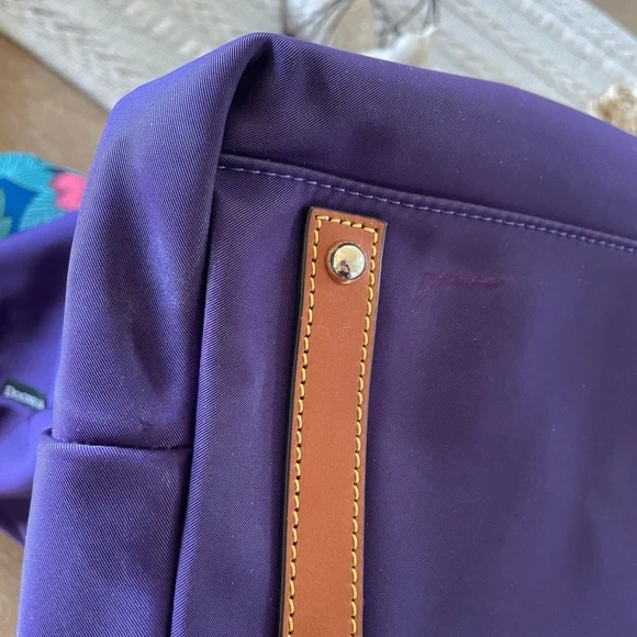 Dooney & Bourke Nylon Wayfarer Hobo - Plum/Purple with Floral Strap - Picture 7 of 14